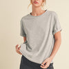 Aemi + Co Exposed Seam Round Neck Short Sleeve T-Shirt - Gray