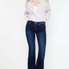 Kancan Mid Rise Slim Flare Jeans - Dark