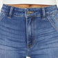 Stylish ultra high waist gradient flare jeans emphasize a flattering cinched-in silhouette.