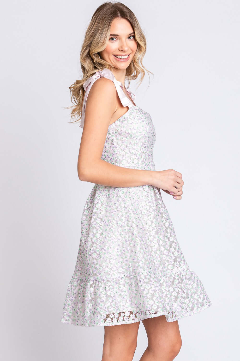 GEEGEE Mesh Floral Embroidered Sleeveless Dress at Bella Road