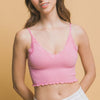 Seamless Lace Detail Cropped Cami - Bubble Pink