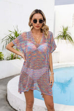 BELLA ROAD Openwork Slit V-Neck Cover Up at Bella Road