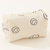 Zenana Smiley Face Corduroy Cosmetic Pouch - Ivory