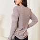 Drawstring Ribbed Long Sleeve T-Shirt