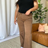 RFM Full Size High Rise Garment Dye Wide Leg Jeans - Coffee