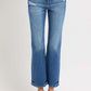 RISEN Full Size Tummy Control High Rise Crop Bootcut Jeans with Slight Stretch, Pocketed and Washed Design