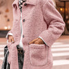 Bella Road Sherpa Pocketed Collared Neck Long Sleeve Jacket - Dusty Pink