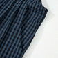 Bella Road plaid wide leg overalls fabric detail in black and blue check pattern.