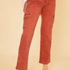 Annie Wear Straight Leg Jeans with Cargo Pockets - Orange-Red