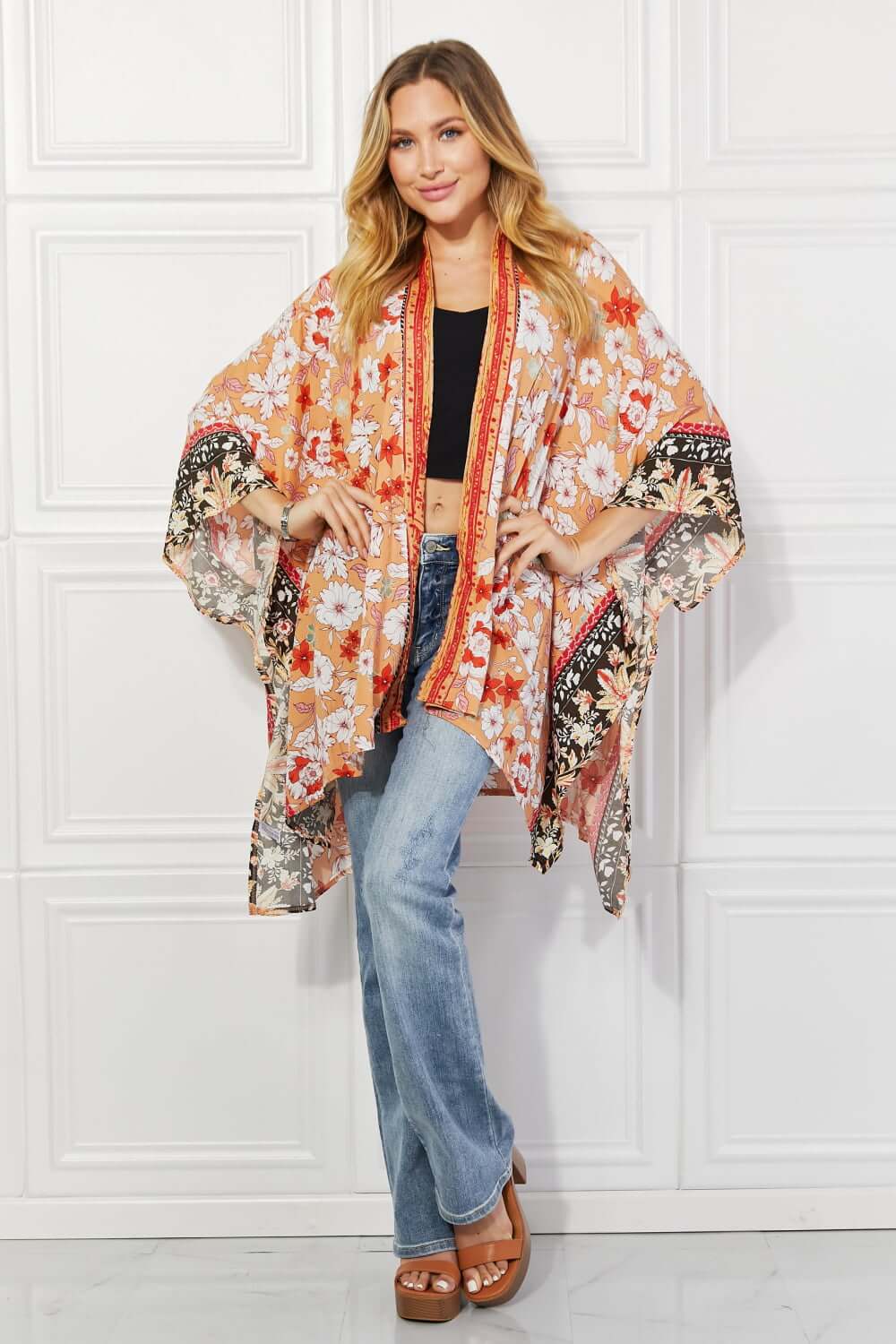 JUSTIN TAYLOR Peachy Keen Cover-Up Kimono at Bella Road