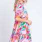 GEEGEE Printed Short Sleeve Ruffle Hem Dress at Bella Road