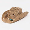 Cutout Strap Weave Straw Hat - Caramel