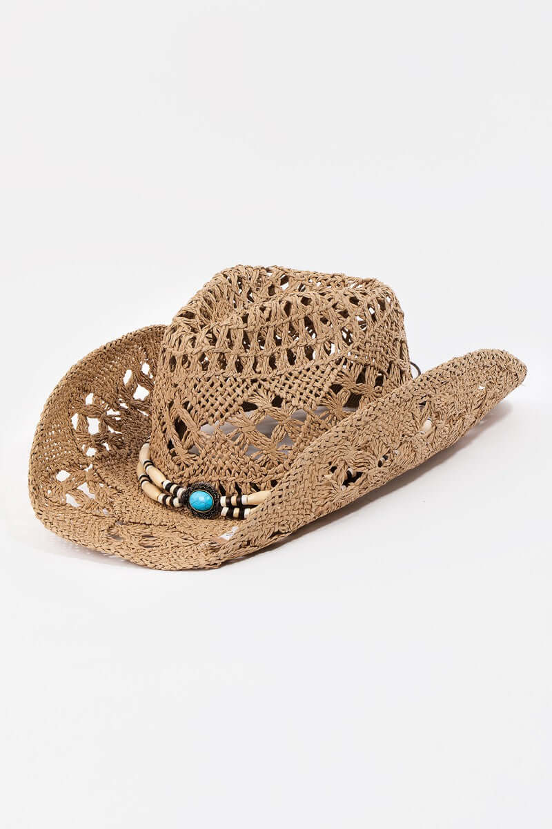 FAME Cutout Strap Weave Straw Hat at Bella Road