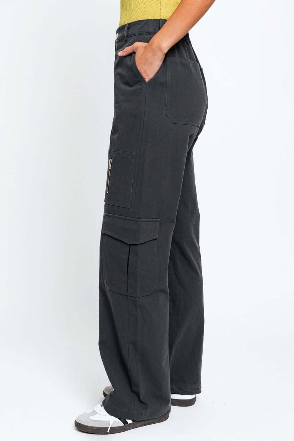 TASHA APPAREL High Waisted Wide Leg Cargo Pants with Pockets at Bella Road