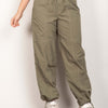 Drawstring Woven Parachute Joggers - OLIVE