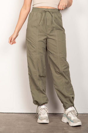 VERY J Drawstring Woven Parachute Joggers at Bella Road