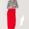 Pleated Midi Pencil Skirt - Red