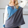 HOPELY Color Block Long Sleeve T-Shirt - Denim/Charcoal