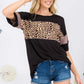 CELESTE Full Size Leopard Exposed Seam Short Sleeve T-Shirt at Bella Road