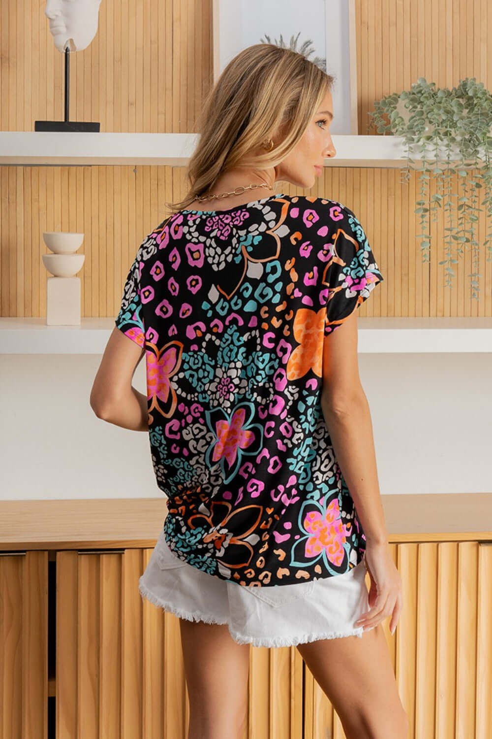 SEW IN LOVE Full Size Printed Short Sleeve Top at Bella Road