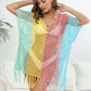 BELLA ROAD Fringe Color Block Scoop Neck Cover Up at Bella Road