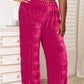 DOUBLE TAKE Full Size High Waist Tiered Shirring Velvet Wide Leg Pants at Bella Road