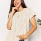 DOUBLE TAKE Crochet Buttoned Short Sleeves Top at Bella Road