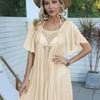 Openwork Flutter Sleeve Cover-Up Dress - Sand