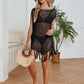 BELLA ROAD Fringe Trim Openwork Cover-Up Dress at Bella Road