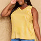 DOUBLJU Talk To Me Full Size Striped Sleeveless V-Neck Top at Bella Road