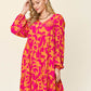 DOUBLE TAKE Full Size Printed Ruffle Hem Long Sleeve Dress at Bella Road