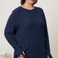 Ribbed Thumbhole Sleeve T-Shirt