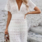 BELLA ROAD Openwork Plunge Short Sleeve Cover-Up Dress at Bella Road