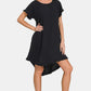 Fringe Edge High Low Flowy Dress with Pockets in black, perfect for adding a bohemian touch to your wardrobe.