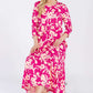 CELESTE Full Size Floral Round Neck Ruffle Hem Dress at Bella Road