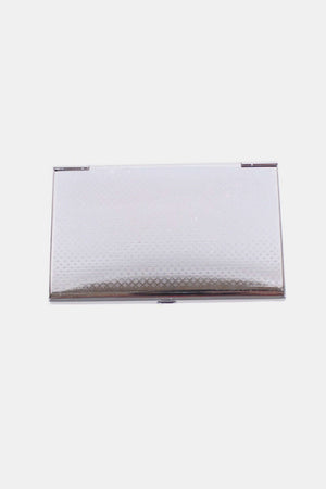 Nicole Lee USA printed business card case with metallic finish and stainless steel back. Holds up to fifteen cards.