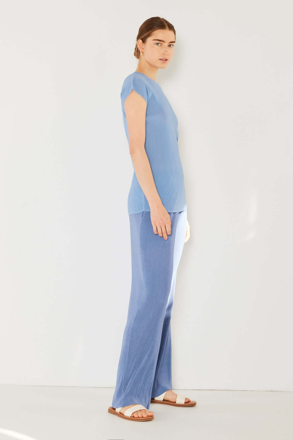 MARINA WEST SWIM Rib Pleated Elastic-Waist Wide Leg Pants at Bella Road