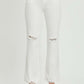 High rise button fly straight ankle jeans by Risen Jeans in white, showcasing stylish vintage charm and versatile, flattering fit.