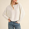 Bella Road Mable Round Neck Dolman Sleeve Cropped Sweater - Off White