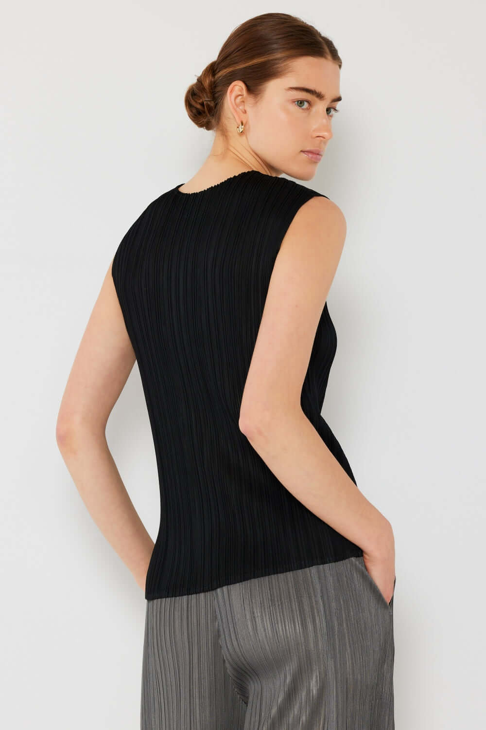 MARINA WEST SWIM Pleated Sleeveless Crewneck Tank at Bella Road