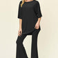 DOUBLE TAKE Full Size Round Neck Drop Shoulder T-Shirt and Flare Pants Set at Bella Road