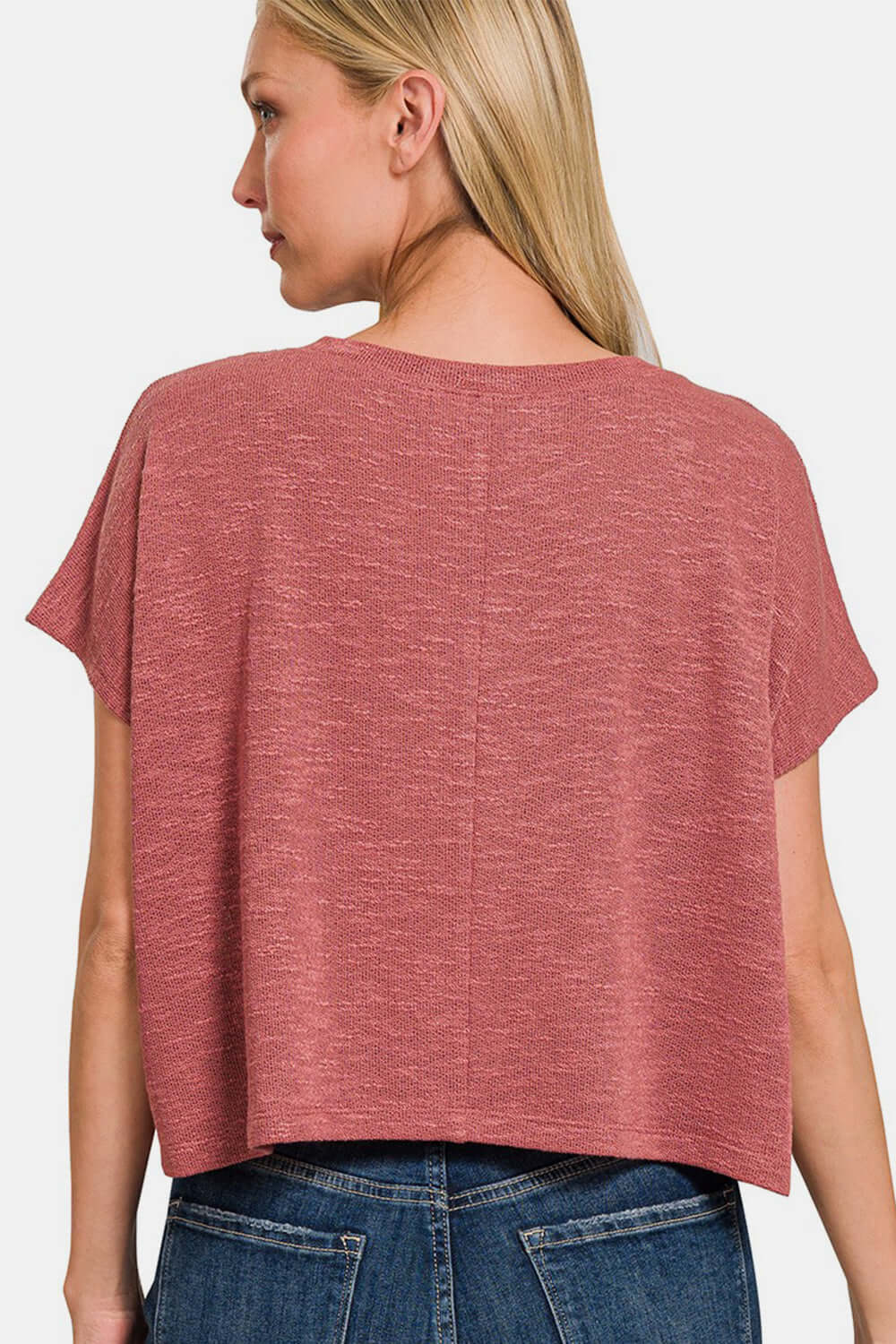 ZENANA V-Neck Short Sleeve Crop T-Shirt at Bella Road