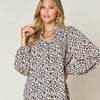 Leopard Long Sleeve Blouse | Full Size - White