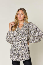 DOUBLE TAKE Full Size Leopard Long Sleeve Blouse at Bella Road