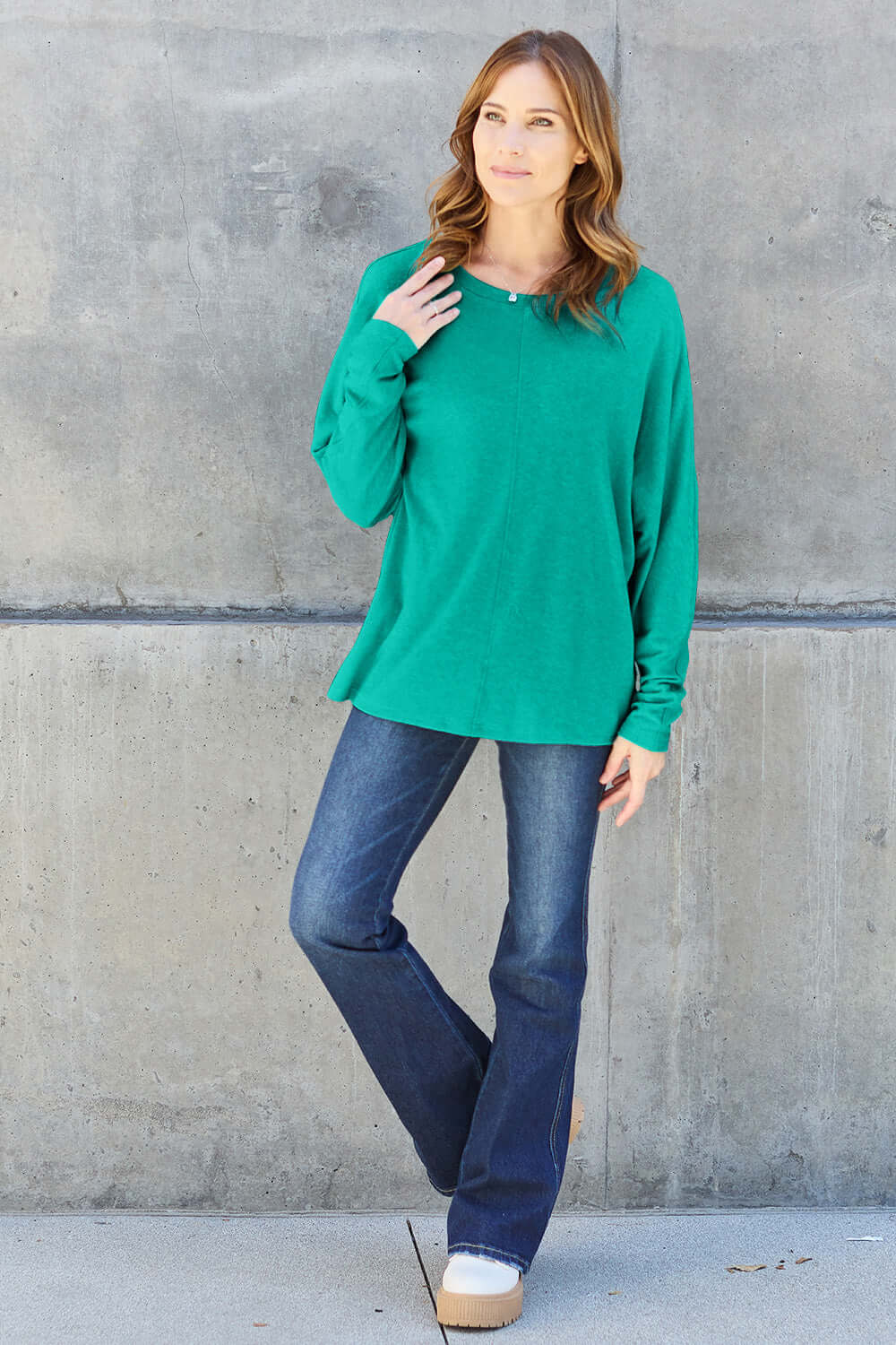 DOUBLE TAKE Full Size Round Neck Long Sleeve T-Shirt at Bella Road