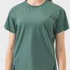 Millennia Slit Round Neck Short Sleeve Active T-Shirt - Dark Green