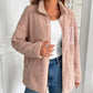 Cozy Ivy Lane Fuzzy Jacket in soft pink worn by model; features zip up, long sleeves, and pocket; perfect for chilly days.