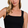 Ribbed Cropped Tank - Black