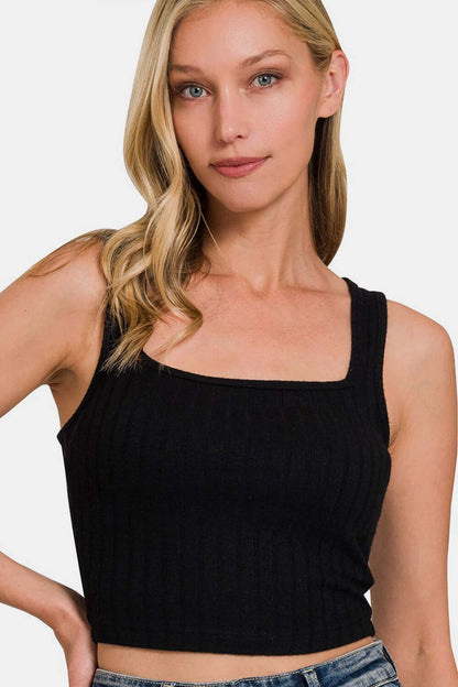 ZENANA Ribbed Cropped Tank at Bella Road