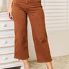 Judy Blue Tummy Control Garment Dyed Wide Crop | Full Size - Caramel